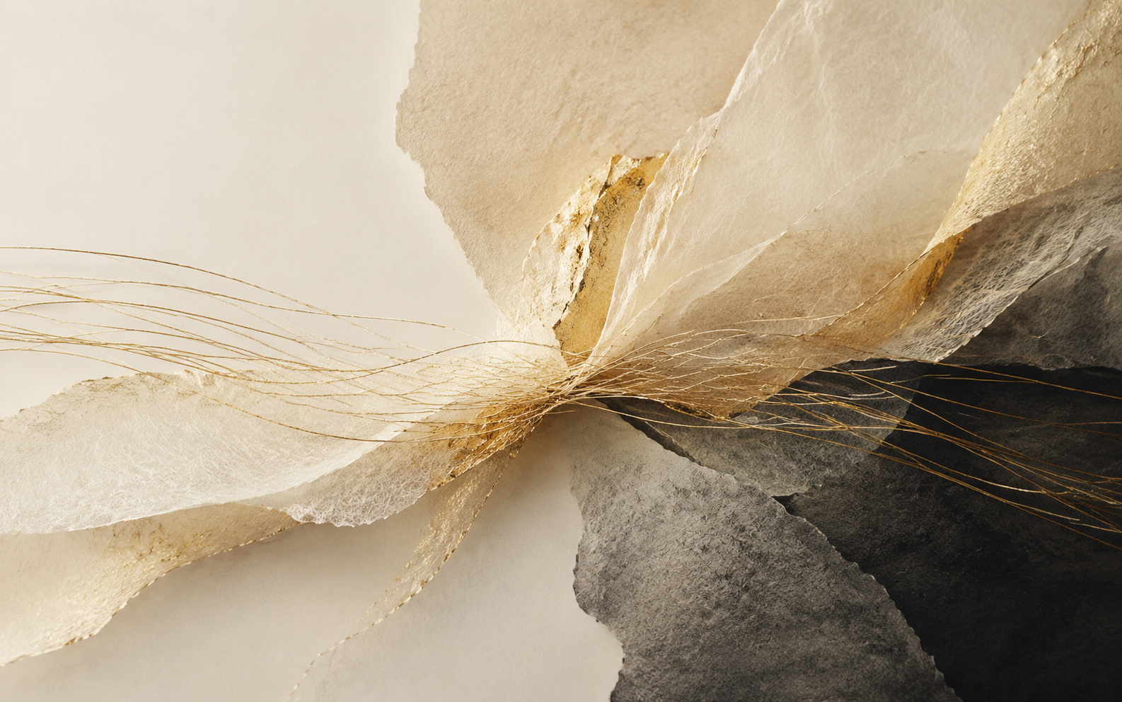 Fine gold threads coming into balanced relationship